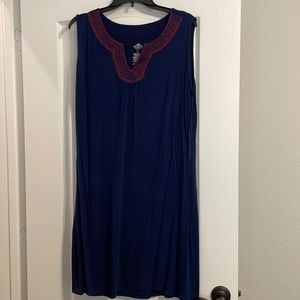 St. John’s Bay Navy Embroidered Sleeveless Dress